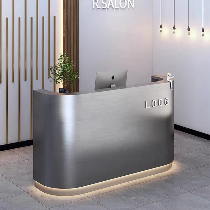 

Silver Decor Reception Desks Luxury Small Hotels Weight Business Reception Desk Beauty LongBancone Per Negozio Office Furniture
