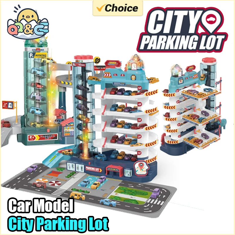 Veículos ferroviários de estrada slide aventura cidade estacionamento com luz e música modelo carro pista brinquedo das crianças para crianças presentes