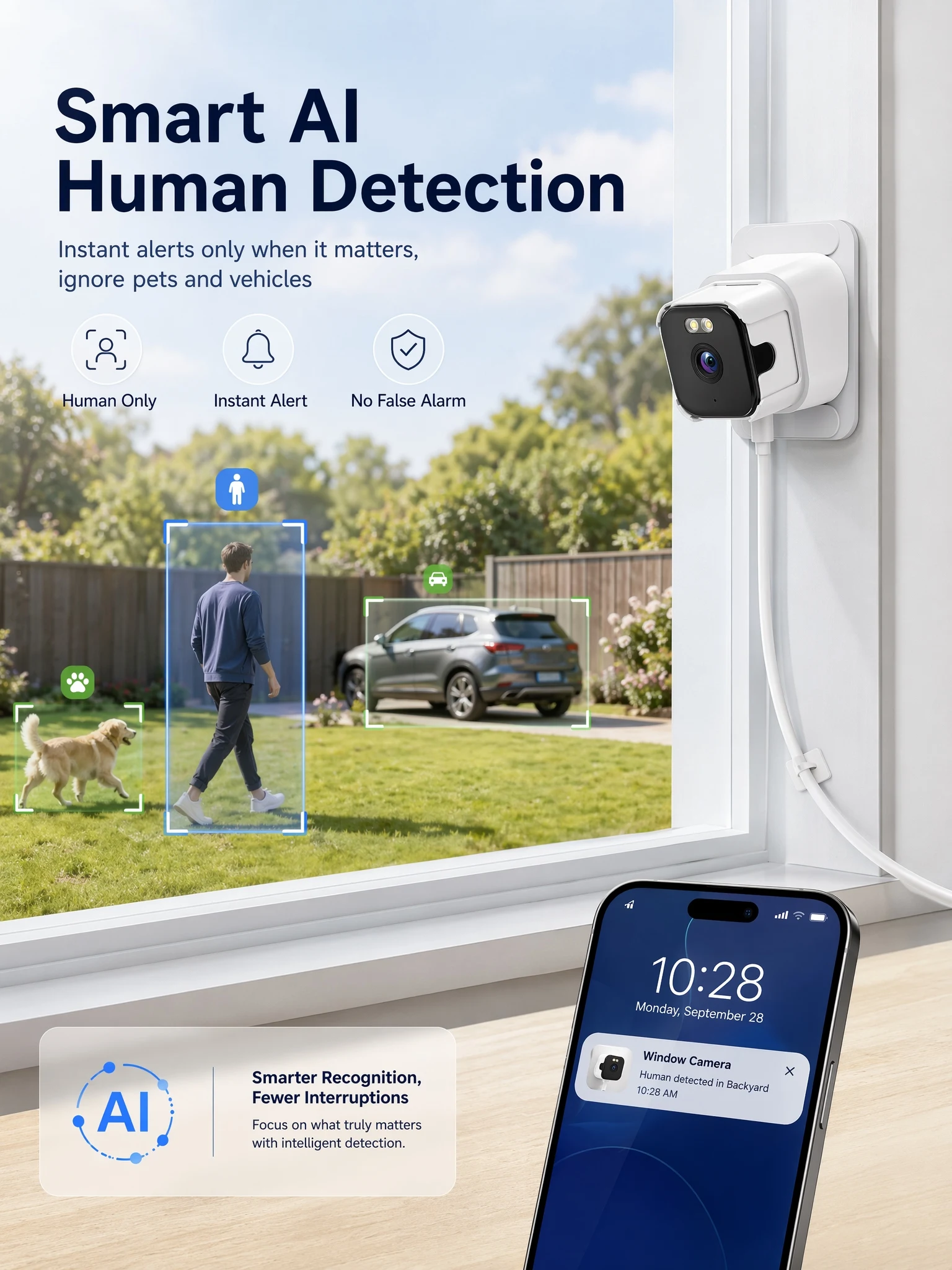 Kamera Jendela Nirkabel OKAM PRO APP HD 5MP 5X ZOOM 5G WiFi Dalam Ruangan Interkom Dua Arah Pelacakan Gerakan Penglihatan Malam Berwarna IP CCTV