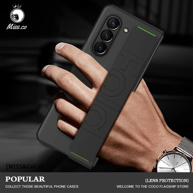 

For Samsung Galaxy Z Fold 5 6 Shell With Wristband Shockproof PC Cover Protection Thin Lightweight Bumper Case for Z Fold 6 5 5G