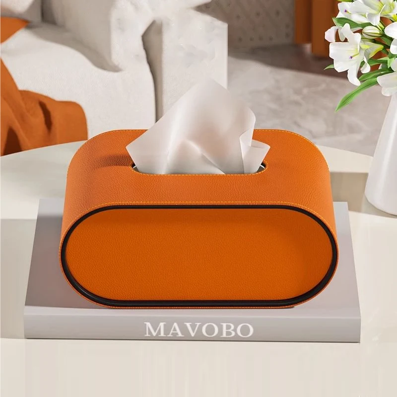 Leather tissue box, simple high-grade tissue box, light luxury tissue box suitable for living room, bathroom, office, hotel