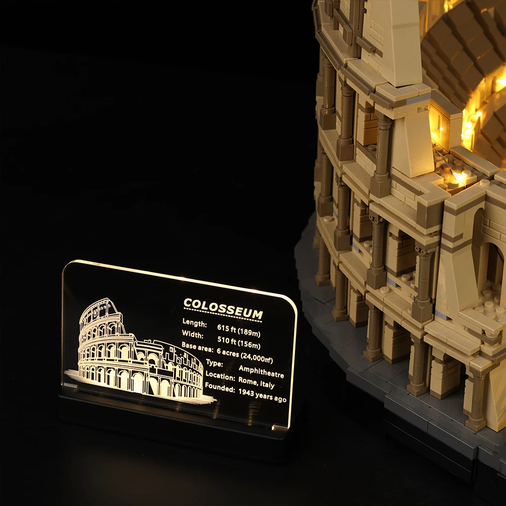 Led Light Kit For Colosseum 10276 Building Blocks  Acrylic Display Nameplate For 10276 Architectural Creator Expert Colosseum