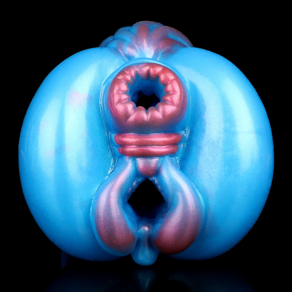 SHAZ Horse Hip Design Silicone Male Masturbator, Rechargeable 10 Mode Vibrator, Tight Texture with Anal&Vagina Two Holes Stroker view 5