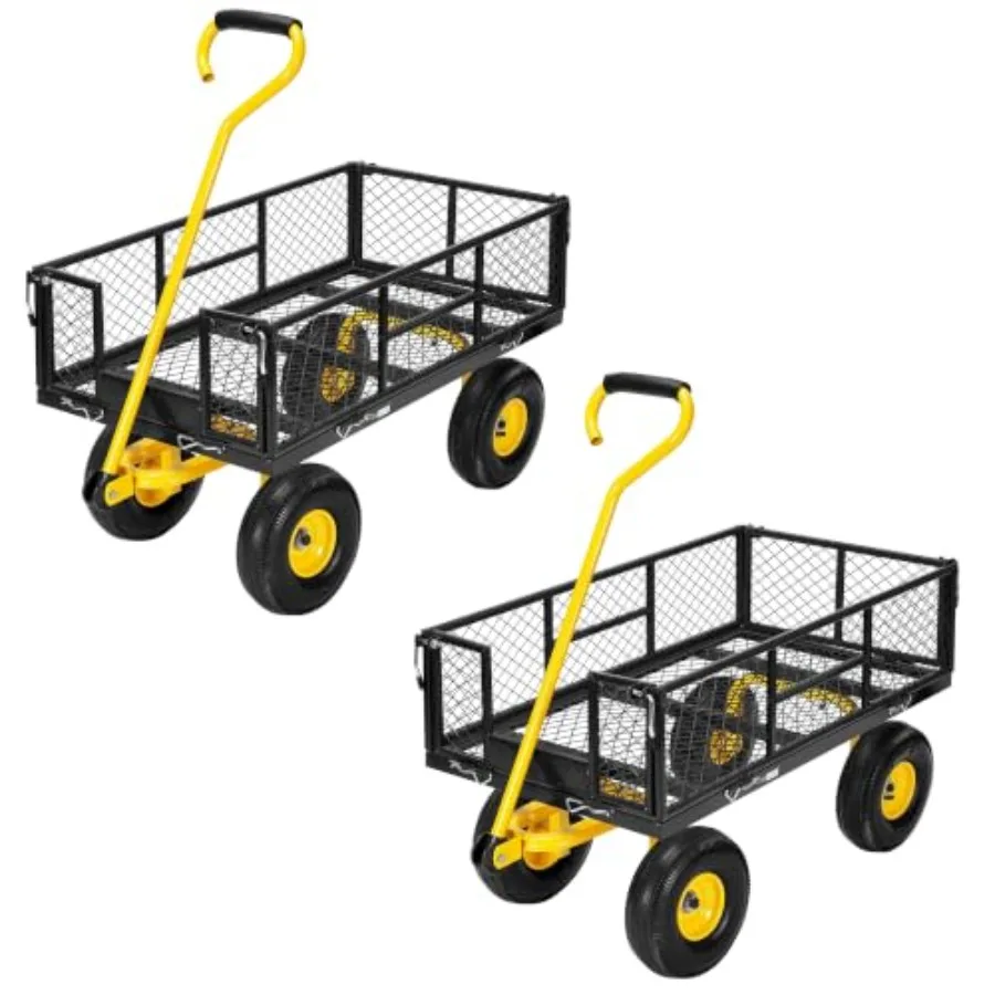 Garden utility wagon for outdoor use, steel mesh construction, black color, 880 lbs capacity and 4.5 cu ft volume