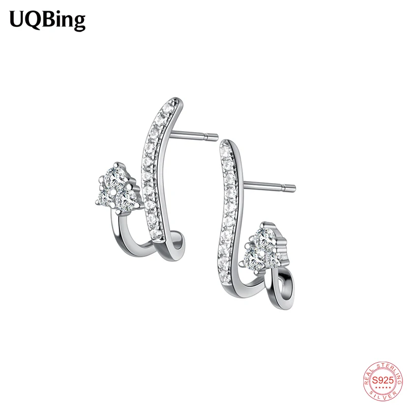 

New Fashion 925 Silver Geometric Small Delicate Crystal Line Design Stud Earrings Wholesale Beautiful Jewelry