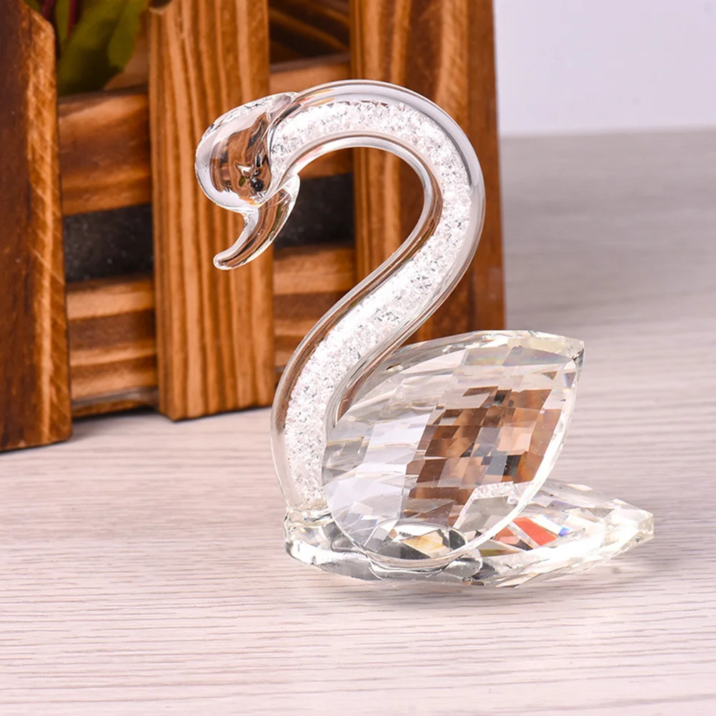 

Delicate Crystal Swan Decorative Art Piece for Home Office Desktop Aesthetic Photo Prop Brightens Interior Spaces