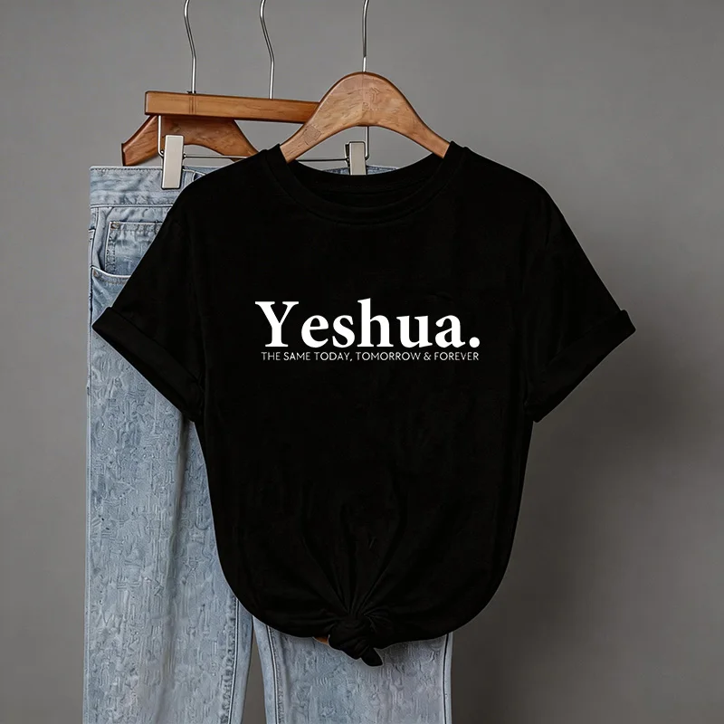 Lässige Grafik-T-Shirts mit Rundhalsausschnitt für Damen, 90er Y2K Vintage T-Shirt Kleidung, Yeshua Buchstaben-Print Gothic Kurzarm-T-Shirt