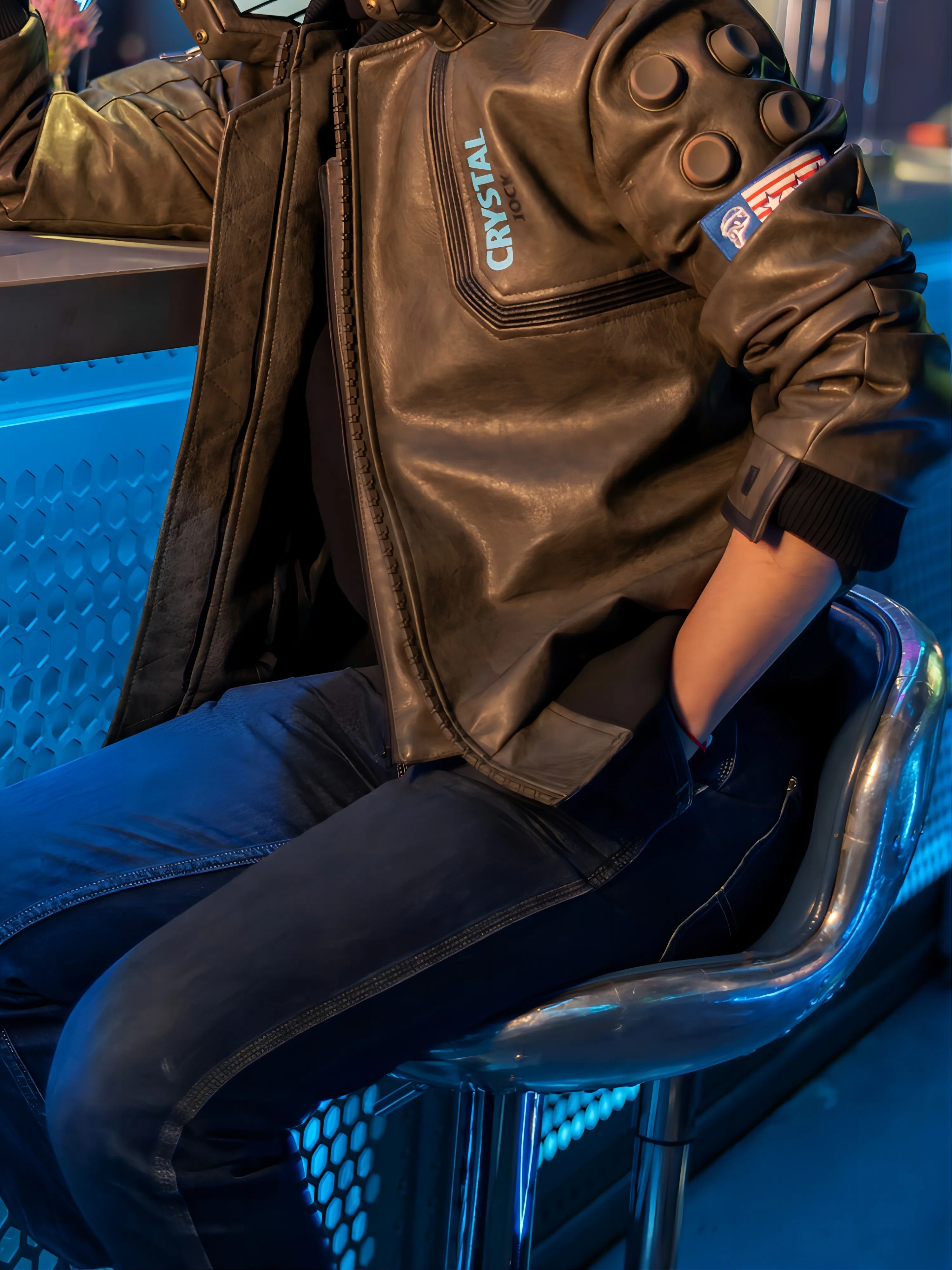 Punk Style 2077 V Costume jacket Costumes For Man Faux Leather Jacket  Game Customized Outfit