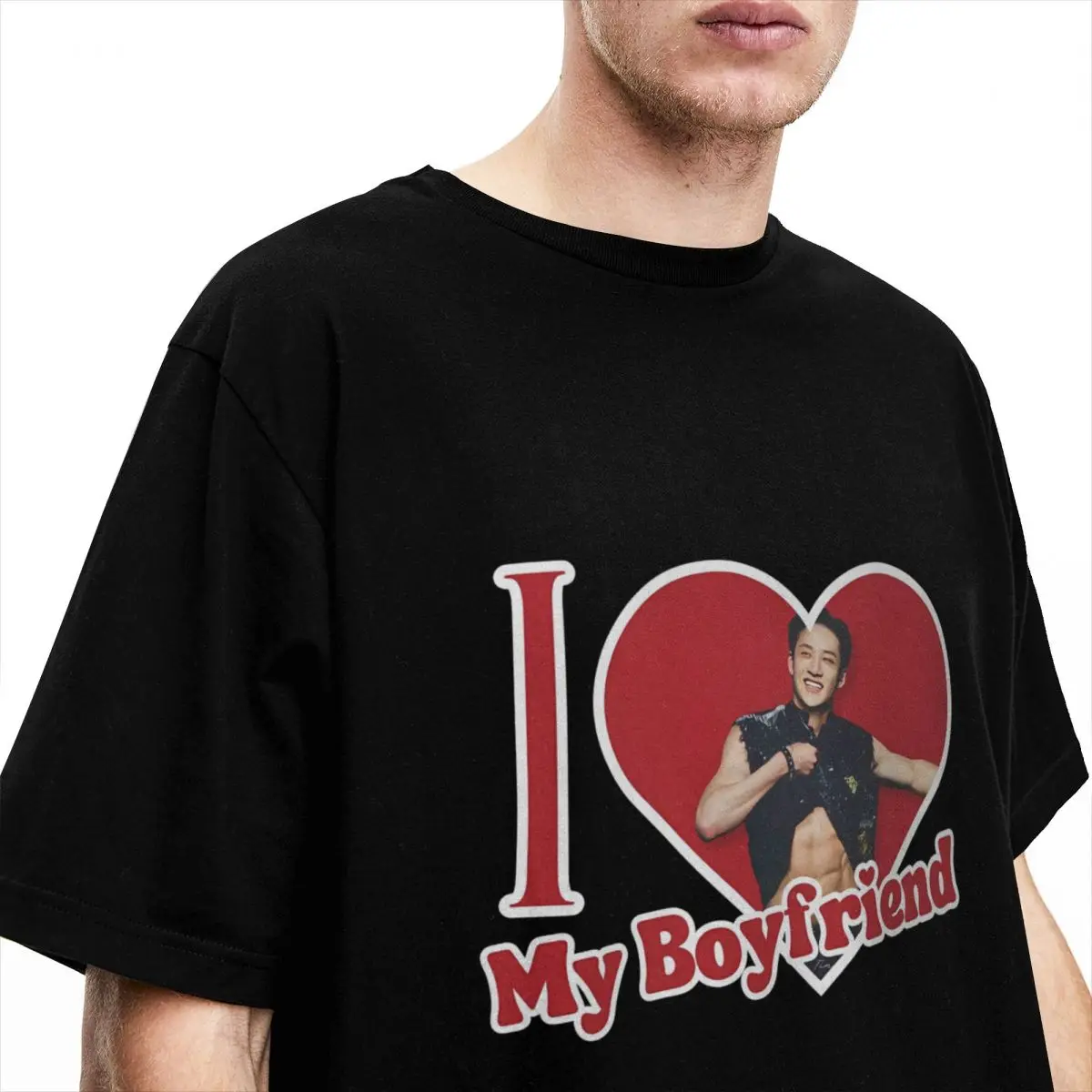 I Love My Boyfriend Bangchan T-Shirt Novelty T-Shirts Short Sleeve Y2K Basic Tops Summer 100% Cotton Crewneck 4XL 5XL 6XL Tees