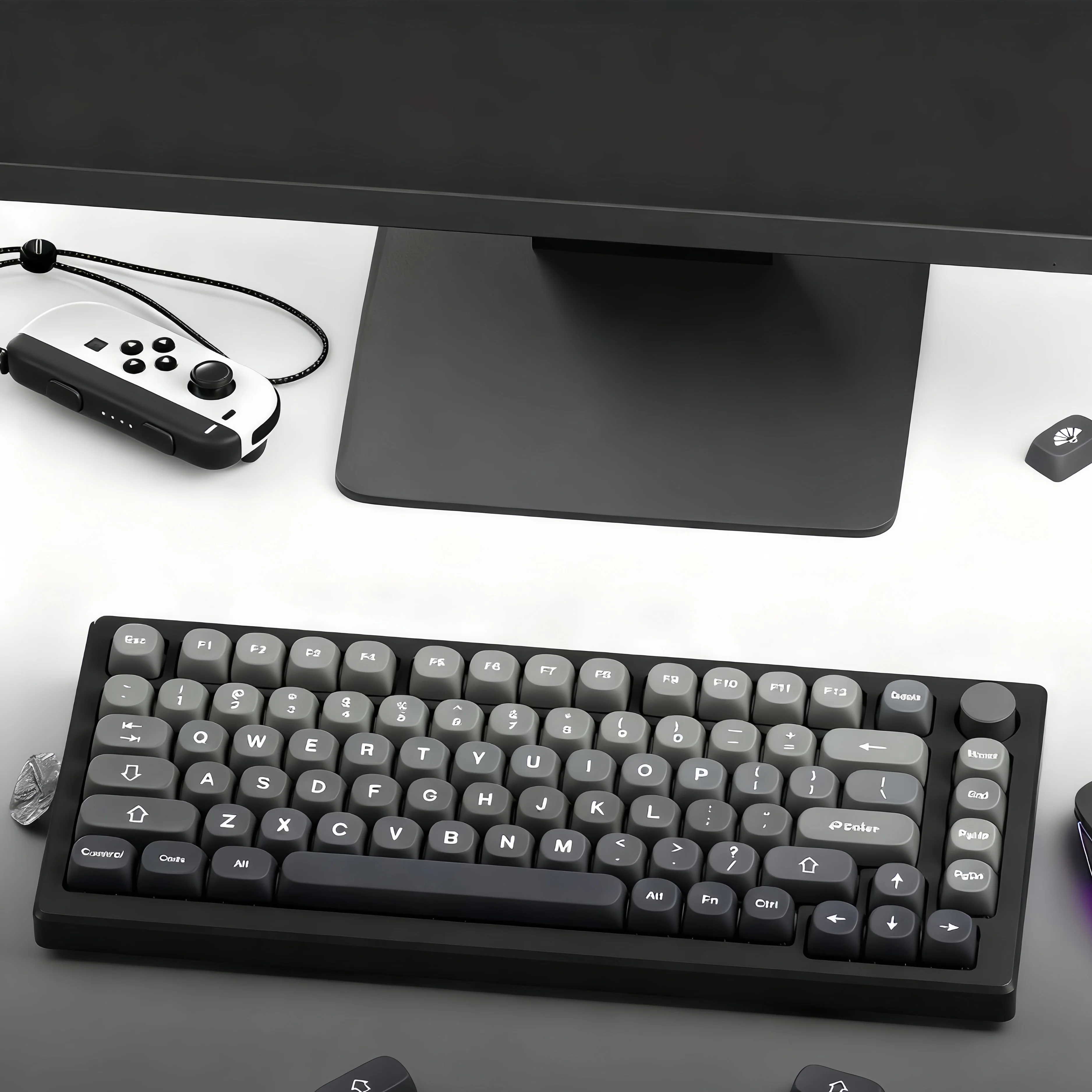 

130-клавишный набор колпачков из ПБТ с пятисторонней сублимационной краской, градиентный серый профиль MOA, пользовательские колпачки для клавиш MX Switch, механическая клавиатура