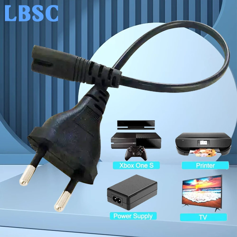 LBSC ue kabel zasilający do TV drukarek kamery PS4 PS3 ue 2-prong do rysunek 8 C7 prawo kątowy ue euro zasilacz 50 cm