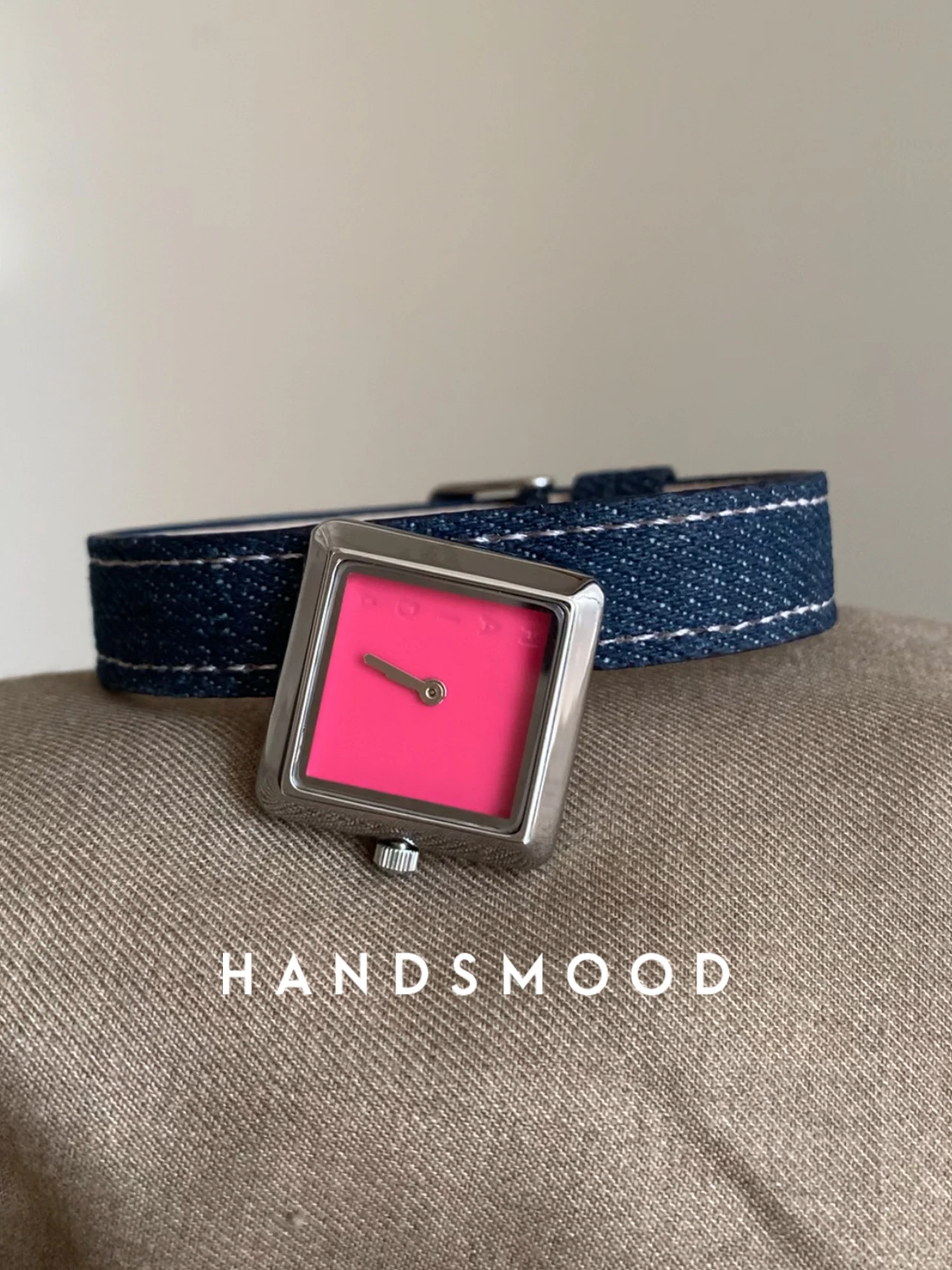Original brand watch luxury design square pink dial dopamine fashion denim watch for women elegant ladies watch, gift for women