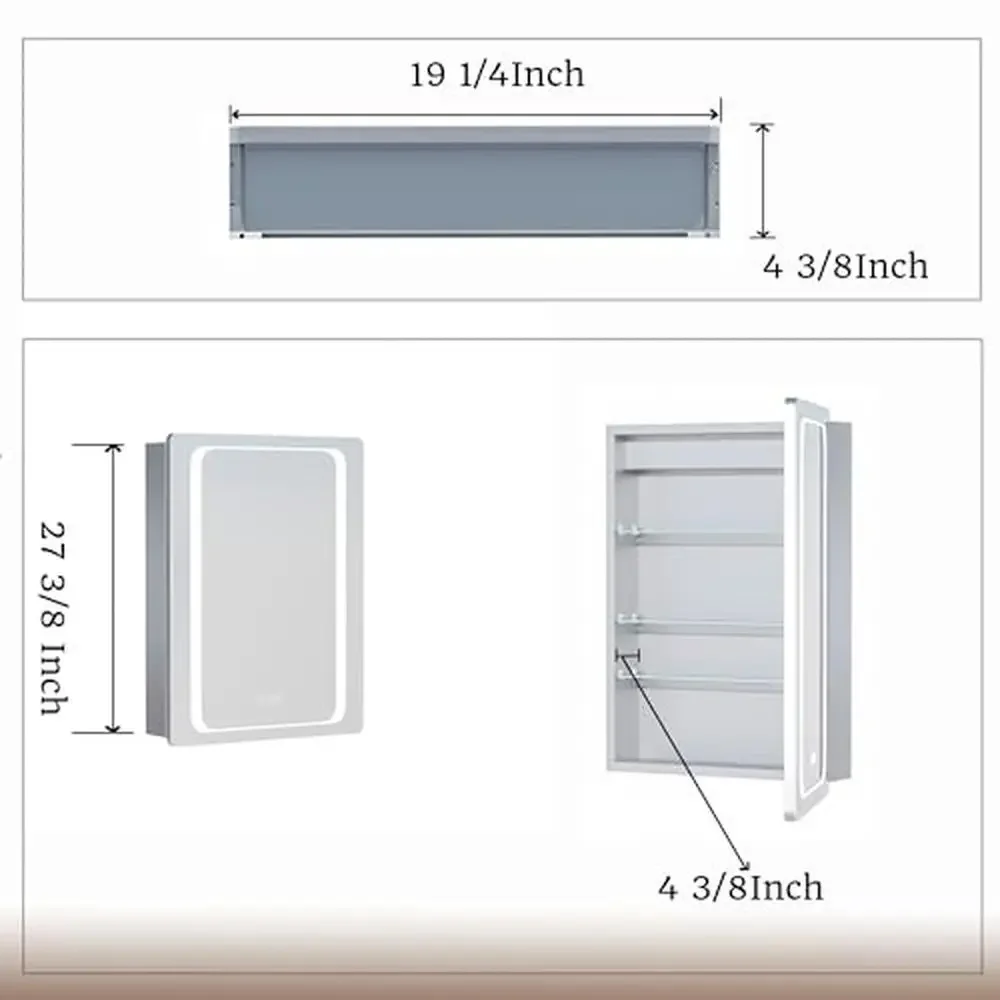 LED Lighted Bathroom Medicine Cabinet with Mirror 20 x 30 Inch Recessed or Surface led Medicine Cabinet Rounded Corner,Stepless