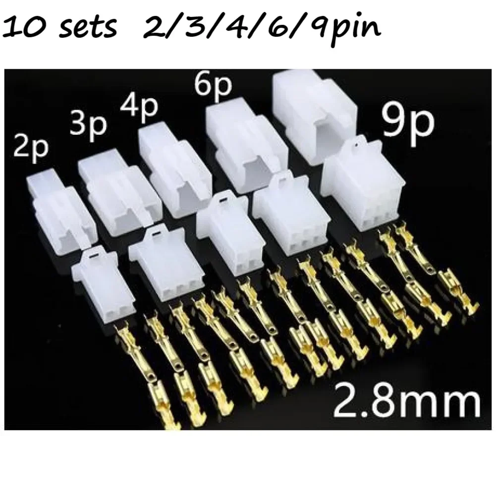 

10 Sets Of 2.8mm Motorcycle Male And Female Terminal Car Connector 2/3/4/6/9Pin Wire Connectors Terminal Blocks Wire