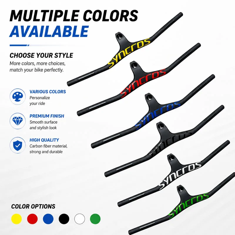Syncros T800 Carbon Fiber Rising Handlebars Adjustable 8/17/25 Degrees for XC Off-Road Mountain MTB Bike