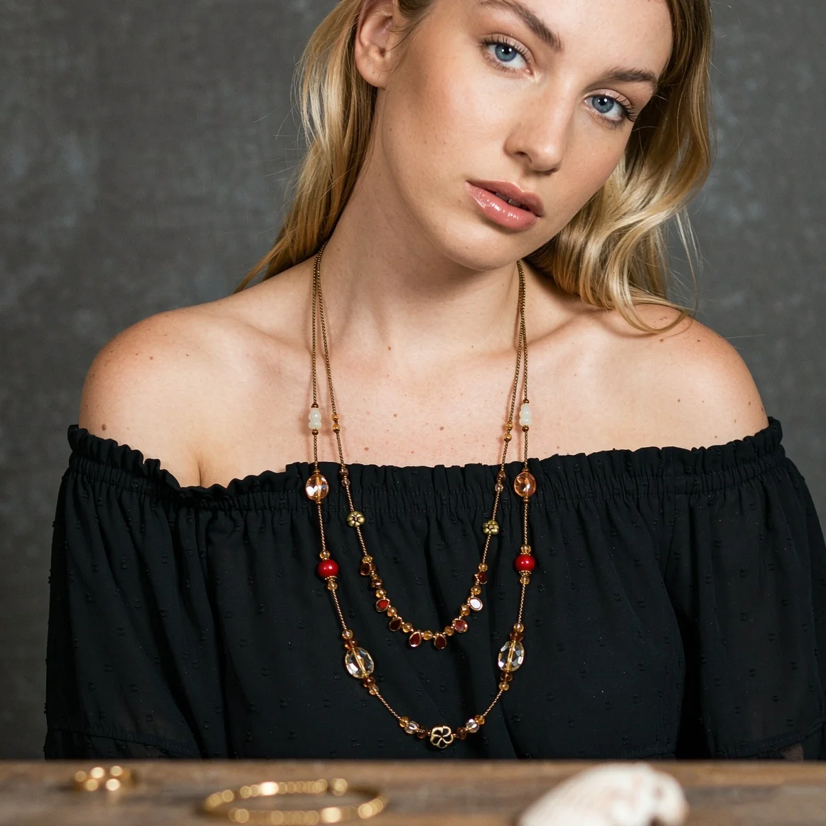 Vintage Bohemian Kristallblumen Lange Mehrlagige Halskette für Damen und Herren, Mehrfarbige Kristallperlen, Blumen-Charm-Choker, Partyschmuck – Detail 6