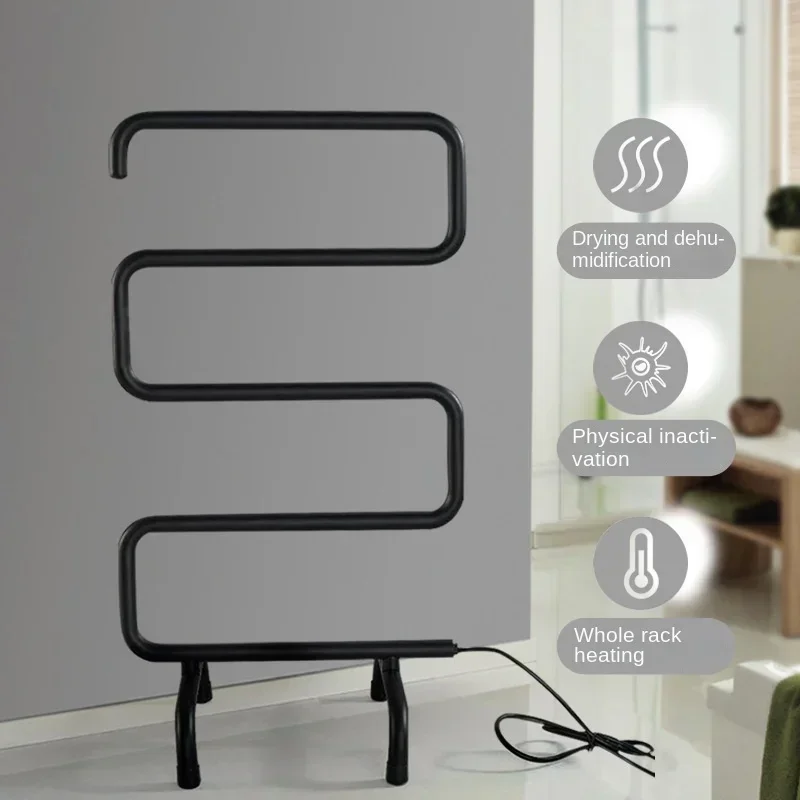 Electric Heating Towel Rack: Floor Stand Holder Constant Temperature Warmer S-Shaped Rail Bathroom Towel Dryer