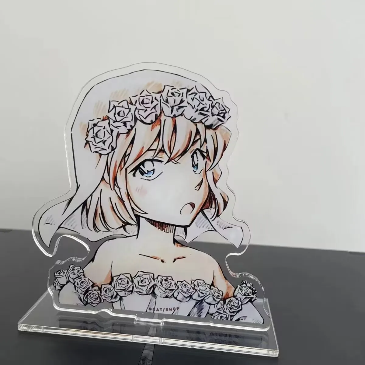 "المحقق كونان"، لوحة أصلية "Ai Haibara" مصنوعة من مروحة، مجموعة زخرفية مزهرية مزدوجة