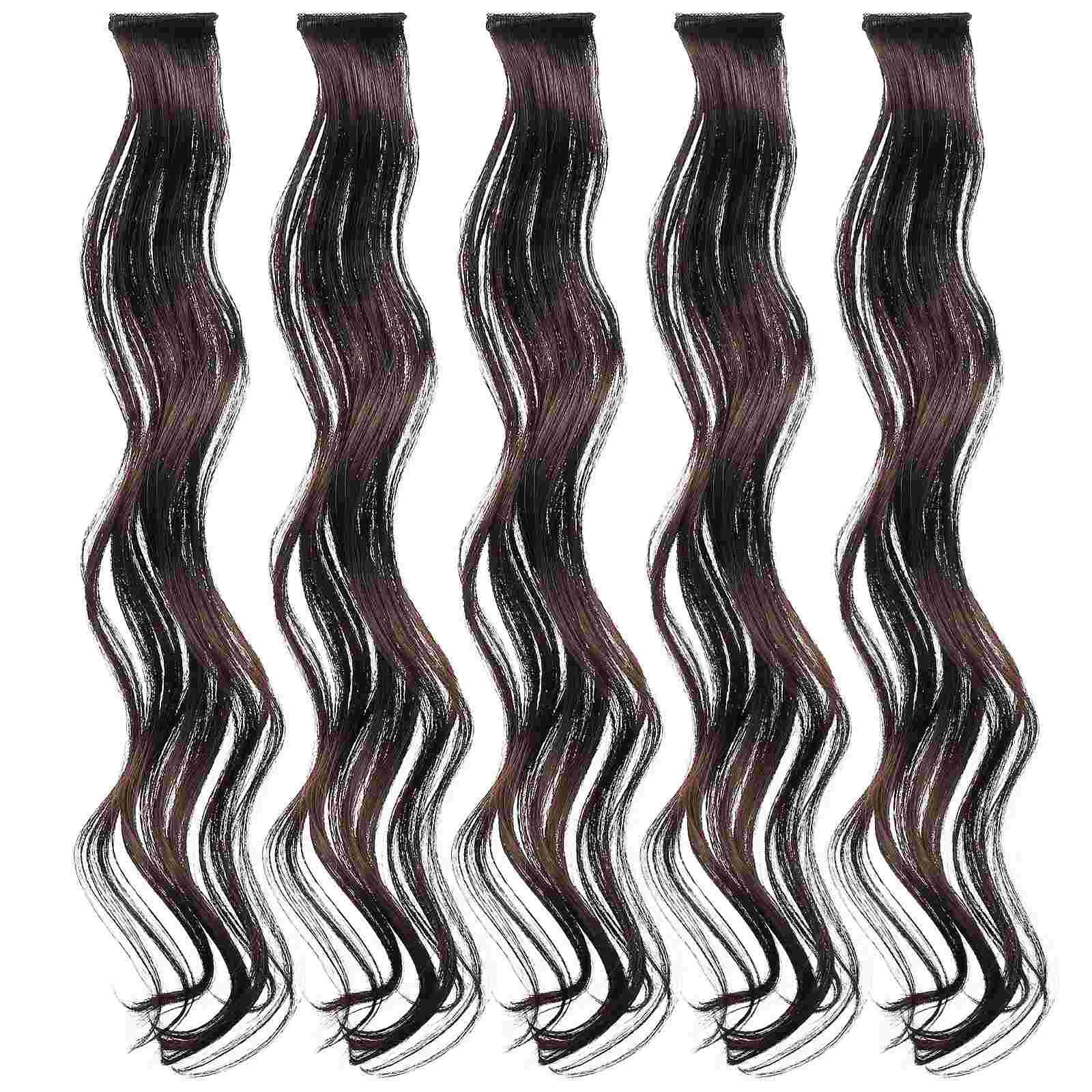 5 Pcs Curly Hair Volume Increase Synthetic Clip Extensions High Temperature Wire