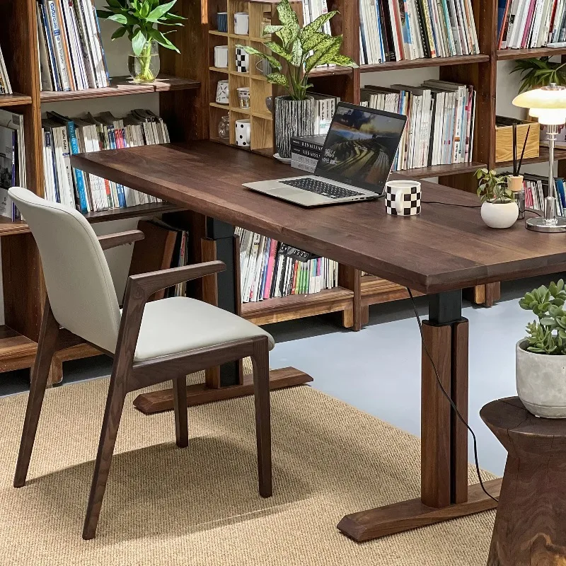 Home office Dual motor electric adjustable standing game table North American black walnut top electric height adjustable table