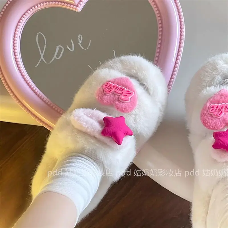 Barbie Slippers Anime Cute Cartoon Cotton Shoes Pink Kawaii Sweet Girl Beach Shoes Bathroom Slippers Non-slip Harajuku Y2k Style