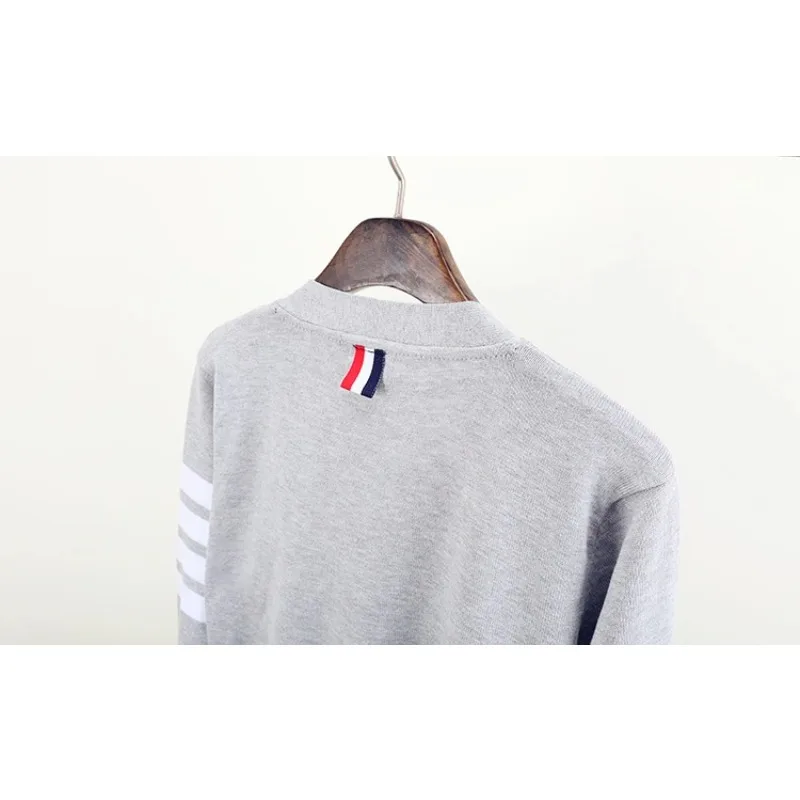 ex سترة مشغولة من الصوف ort ملابس خارجية فضفاضة المرأة Faion ربيع الخريف الكورية Sle V-Ne طويلة Sve سترة مخططة #4