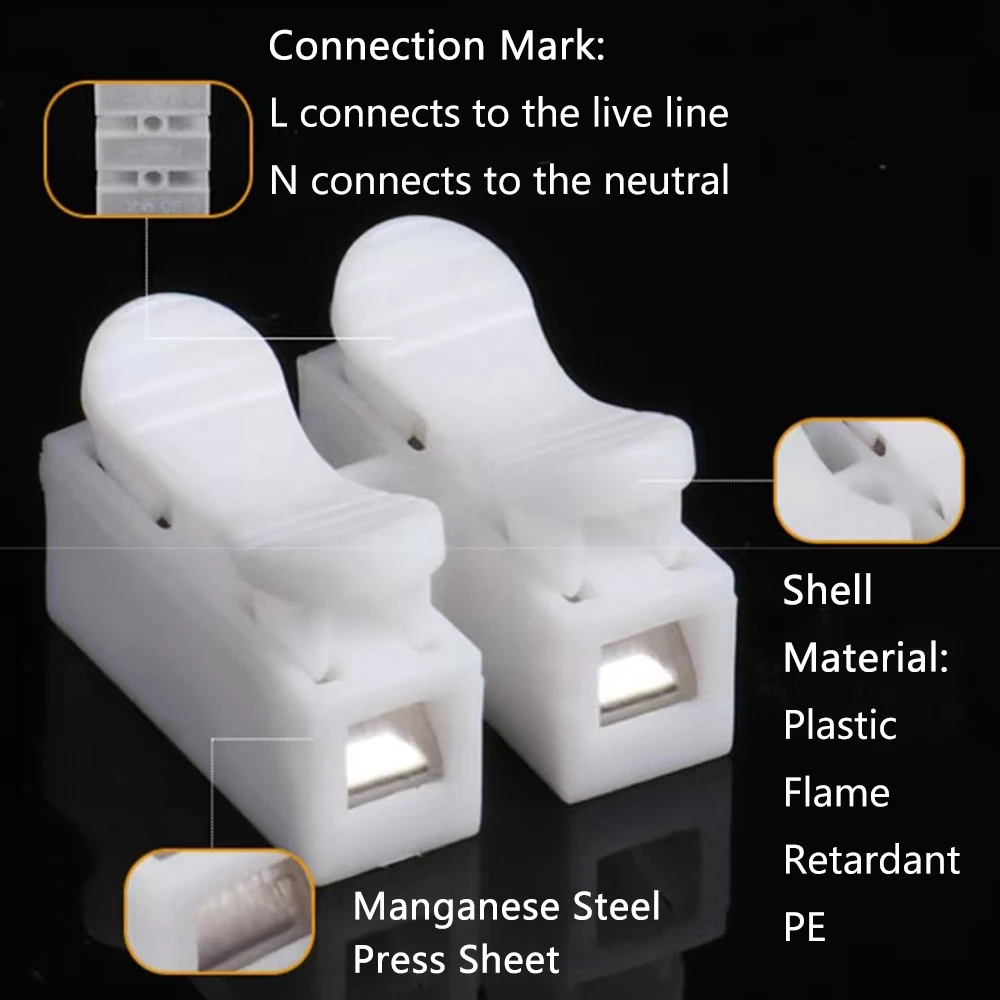 26/55PCS CH-2 quick Wire Connector Flame-retardant Plug-in Terminal Block Splice Lock Electrical Crimp Connection Terminals