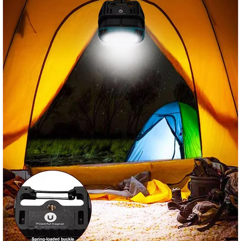 Portable LED Spotlight Strong Light Flashlight RV Outdoor Camping Fishing Emergency Rechargeable Magnetic Worklight