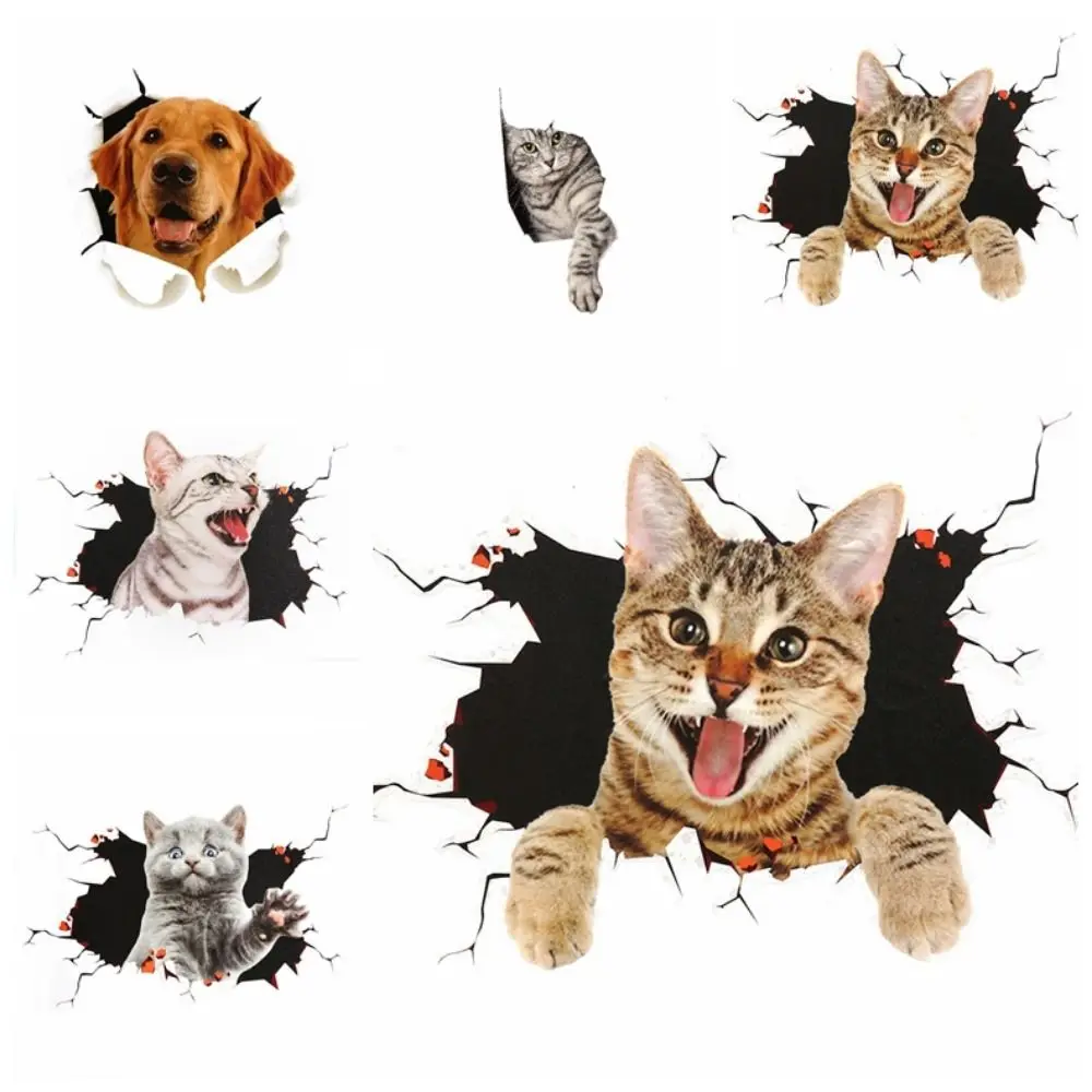 Auto Decals 3D Cat Simulation Cats Car Sticker Universal Waterproof Car 3D Cat Stickers Funny PVC PVC Car Sticker Car-Styling