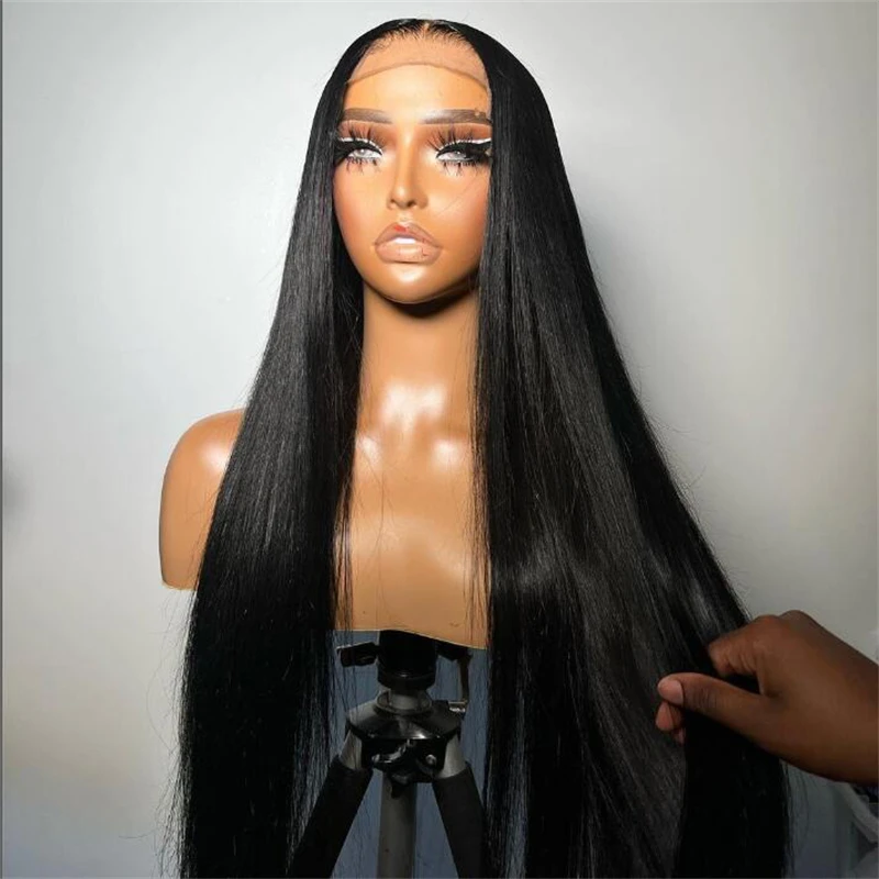 

Soft 180%Density 26Inch Long Silky Staright Lace Front Wig For Black Women Babyhair Natural Hairline Glueless Preplucked