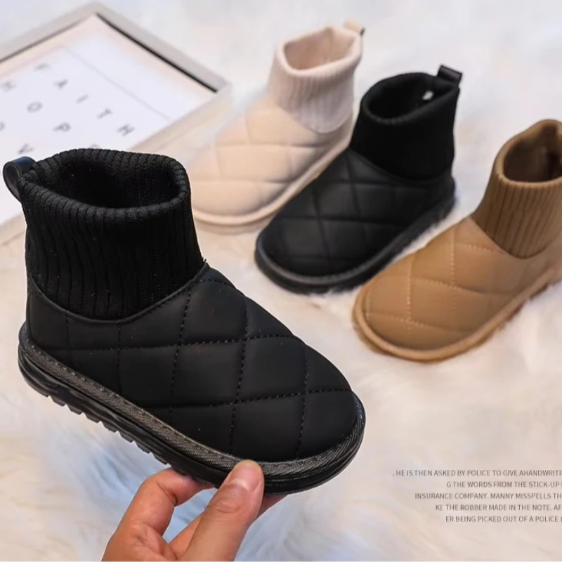Children's Boots Sock Style Snow Boots Girls Short Boots Kids Cute Sewing Autumn Winter New Warm Thermal Shoes for Boys Unisex