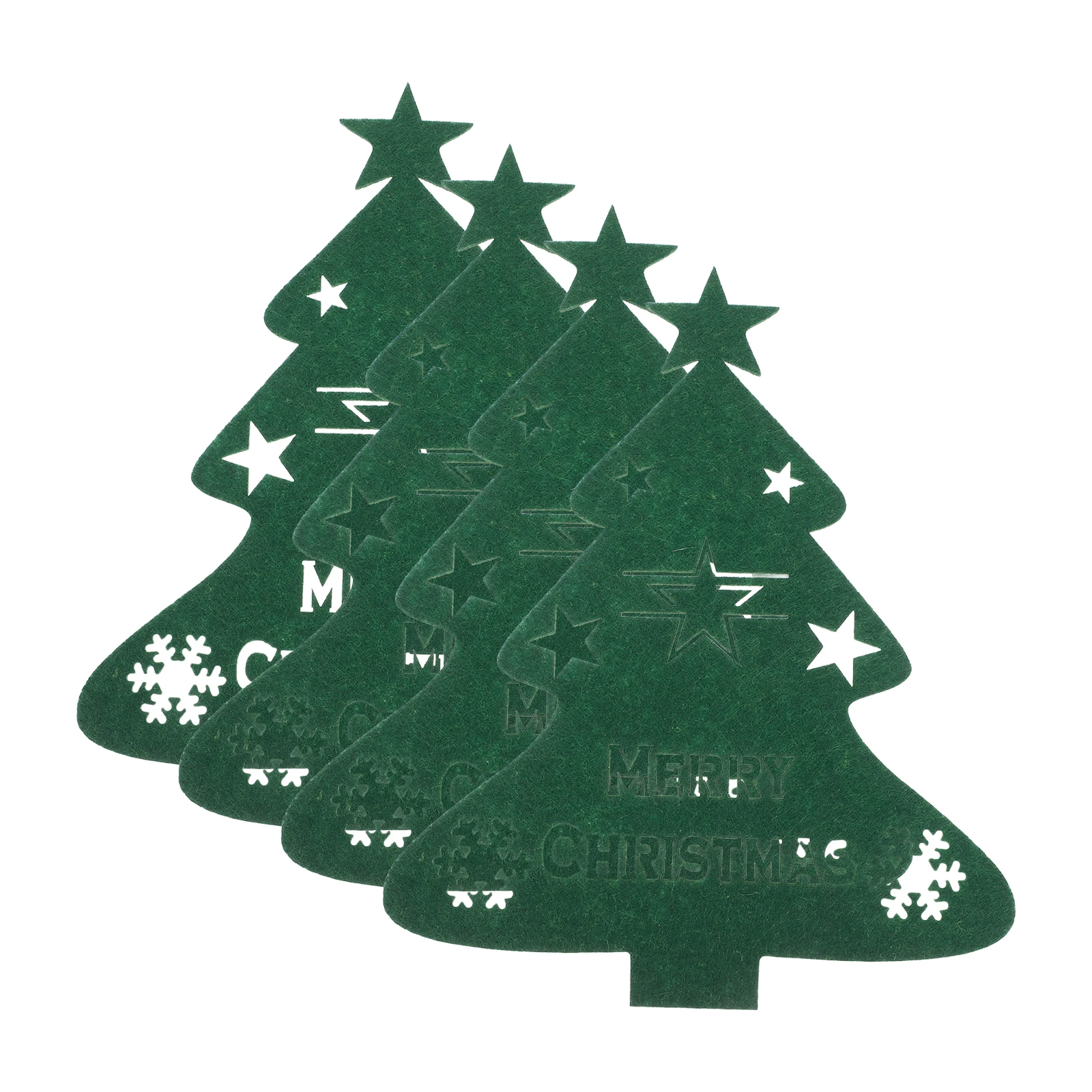 

4Pcs Christmas Tree Cutlery Sleeves Felt Silverware Holders Xmas Table Bags Dining Party Decoration Holiday Cutlery Protector