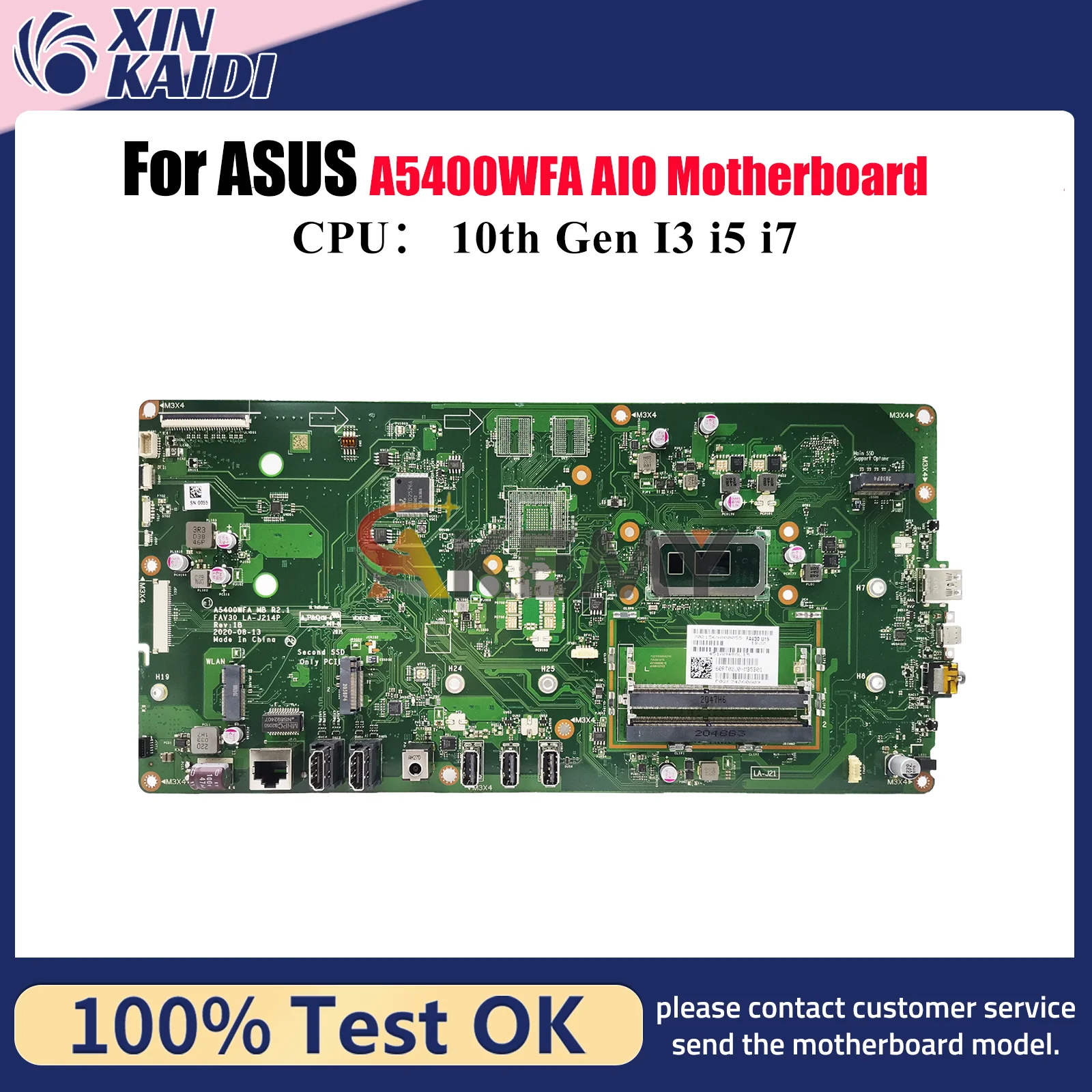 

A5400WFA Laptop Motherboard For ASUS VivoBook A5400WFA A5400WF Notebook Mainboard With 10th Gen I3 i5 i7 100% tests OK fast ship