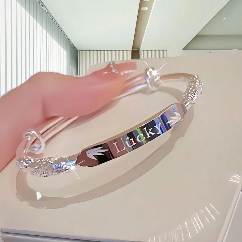 

Fashion 999 Sterling Silver Bangle for Women Adjustable Fit Versatile Bracelet for Party/Engagement Perfect Gift Jewelry