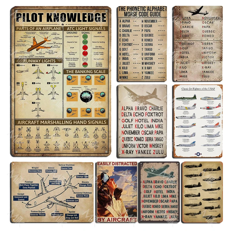 

Pilot Knowledge Metal Poster Sledding Tin Plaque Sport Decorative Plate Wall Decor Garage Bar Pub Club Hotel Cafe Airport