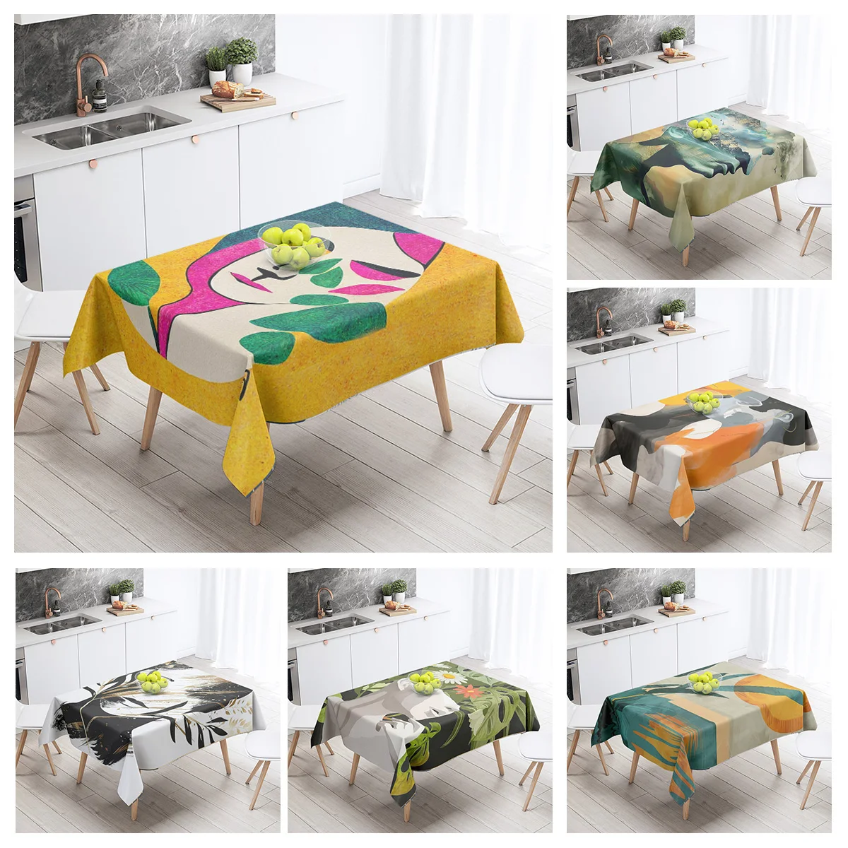 Morandi color ins style tablecloth abstract line art design cafe Scandinavian style decorative rectangular tablecloths