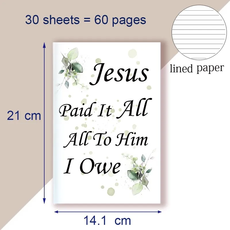 A5 Notebook Jesus Paid It All All To Him I Owe - Scripture Hymn Writing Pad Memo Note Book Bible Verses Quote Christian Faith