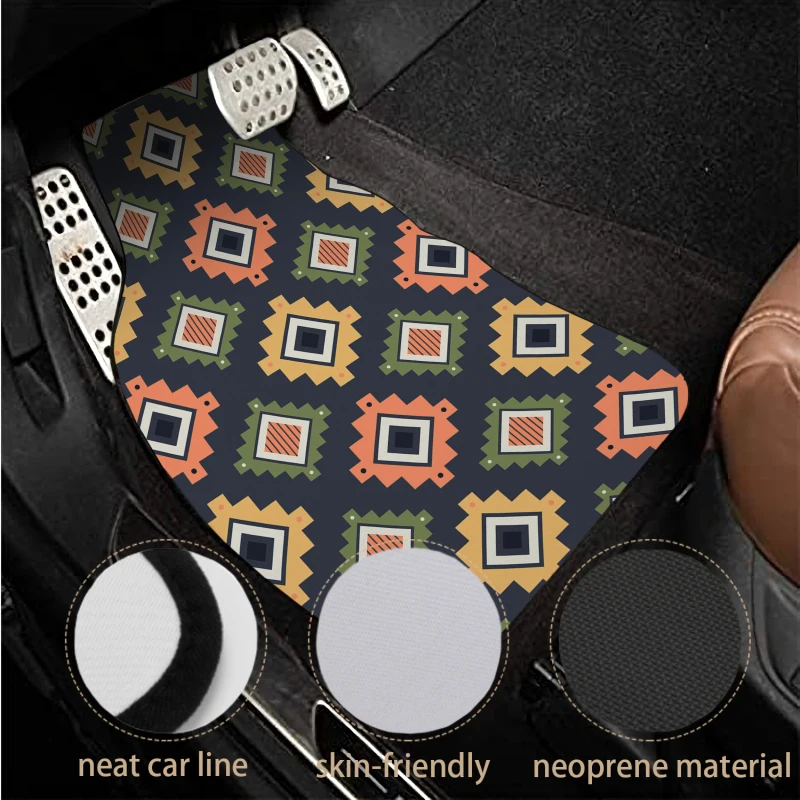 4pcs Aztec Car Floor Mats With Non-Slip Bottom & All-Weather Protection - Heavy-Duty All-Terrain Fit For Cars, Trucks,, SUVs - V