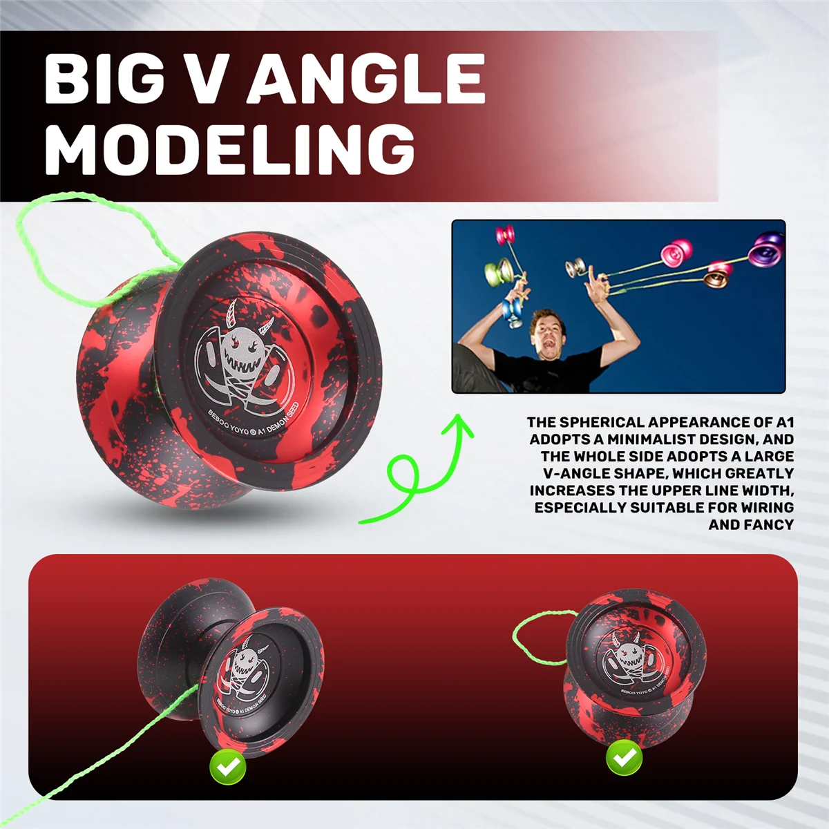 Modern BEBOO YOYO A1 Yoyo for Kids,for Beginners Aluminum Alloy,Black-Red