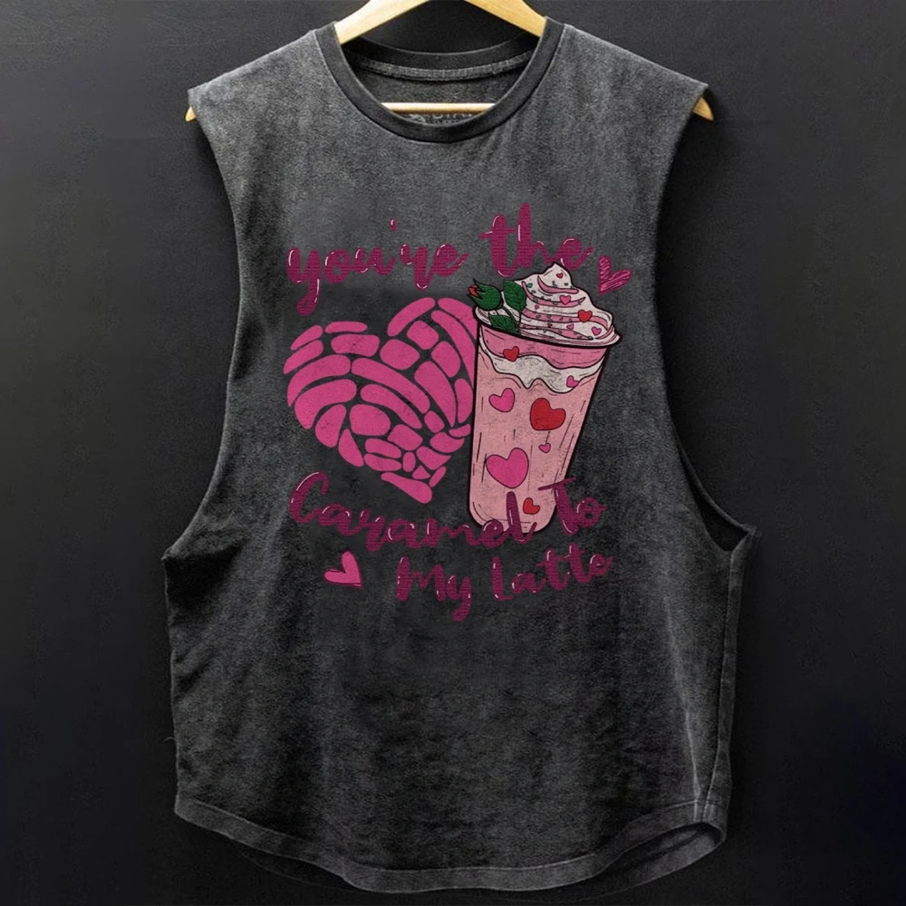 

Romantic Cappuccino Y2k Tee, Cappuccino Love Pink Purple Heart Coffee Artwork Tank Top, Stylish Traf, Black Sleeveless Shirt