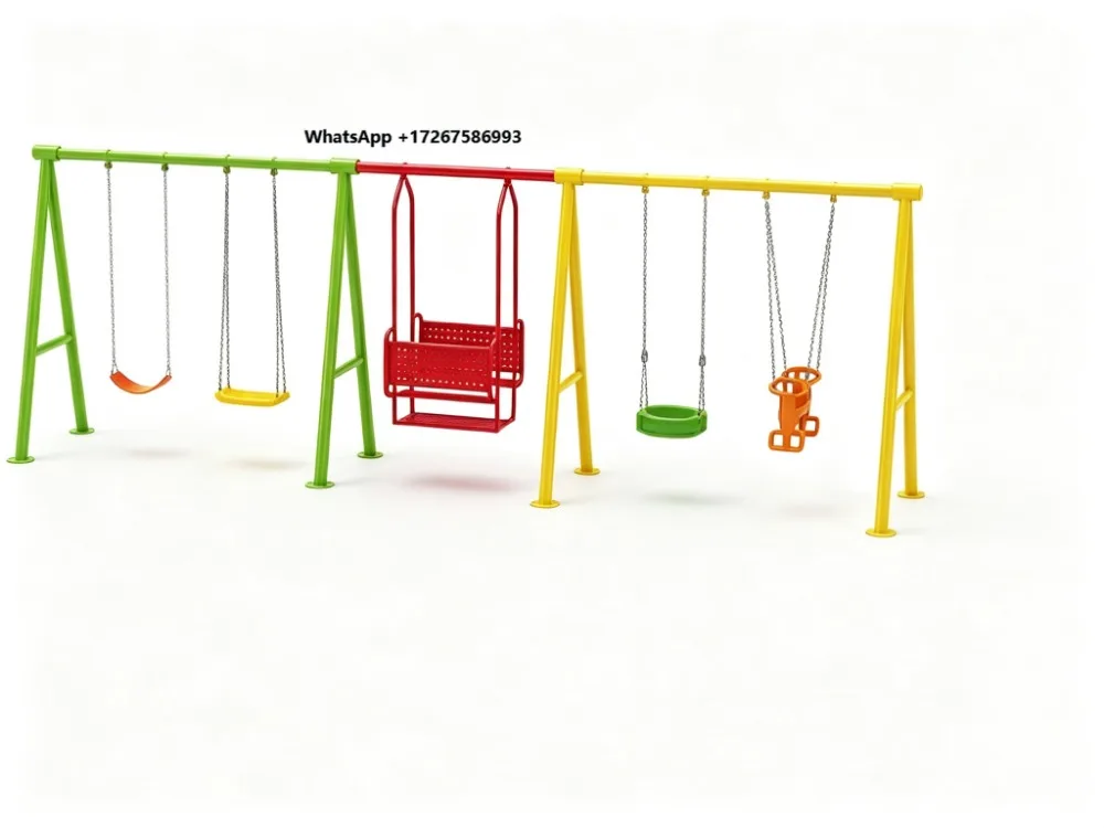 Wholesale Multi Station Outdoor Swing Set with Basket Swing Belt Swings Galvanized Steel Frame for Kids Park