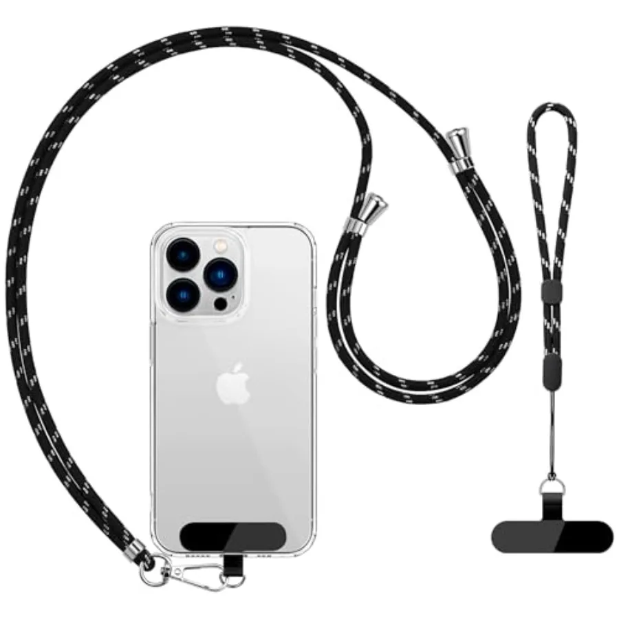 

Phone Lanyard 2 Pcs-1 Pcs Adjustable Neck Strap, 1 Pcs Wrist Strap, 2 Pads, Universal Crossbody Multifuctional Cell Phone Lanya