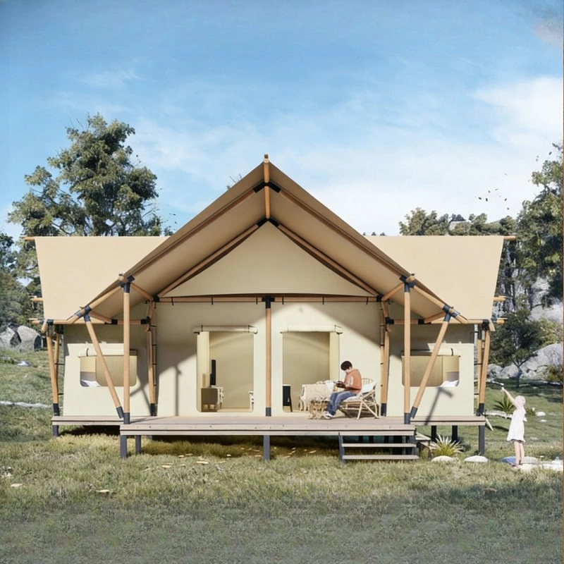 Hotel resort camp tent triangular square wood outdoor camping light luxury agritainment commercial homestay wooden house