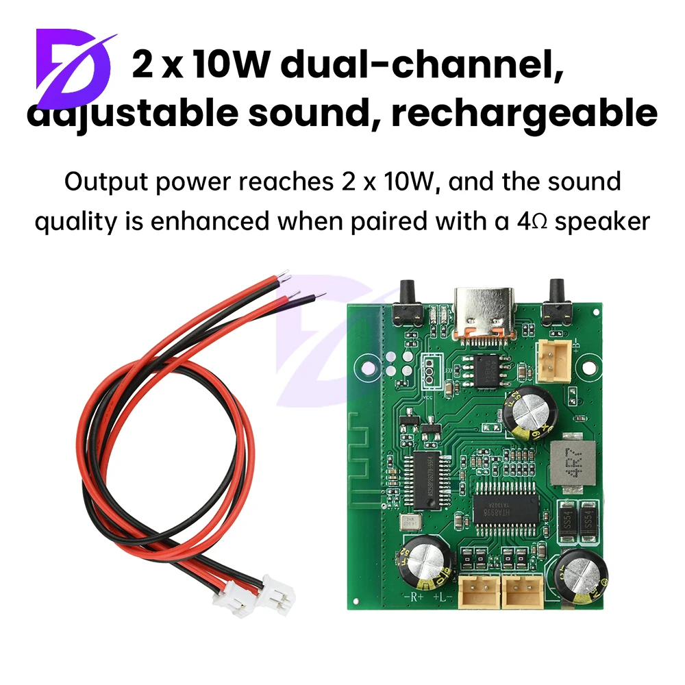 DC5V/3.7V バッテリー駆動 TWS ステレオ BT アンプボード 2 * 10W デュアルチャンネル 調整可能で充電可能