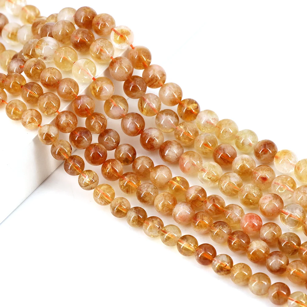 

Натуральный цитрин, желтый кристалл башни, золотые целебные кварцевые бусины для изготовления ювелирных изделий, аксессуары для браслетов «сделай сам», 15 дюймов, 8/10/12 мм