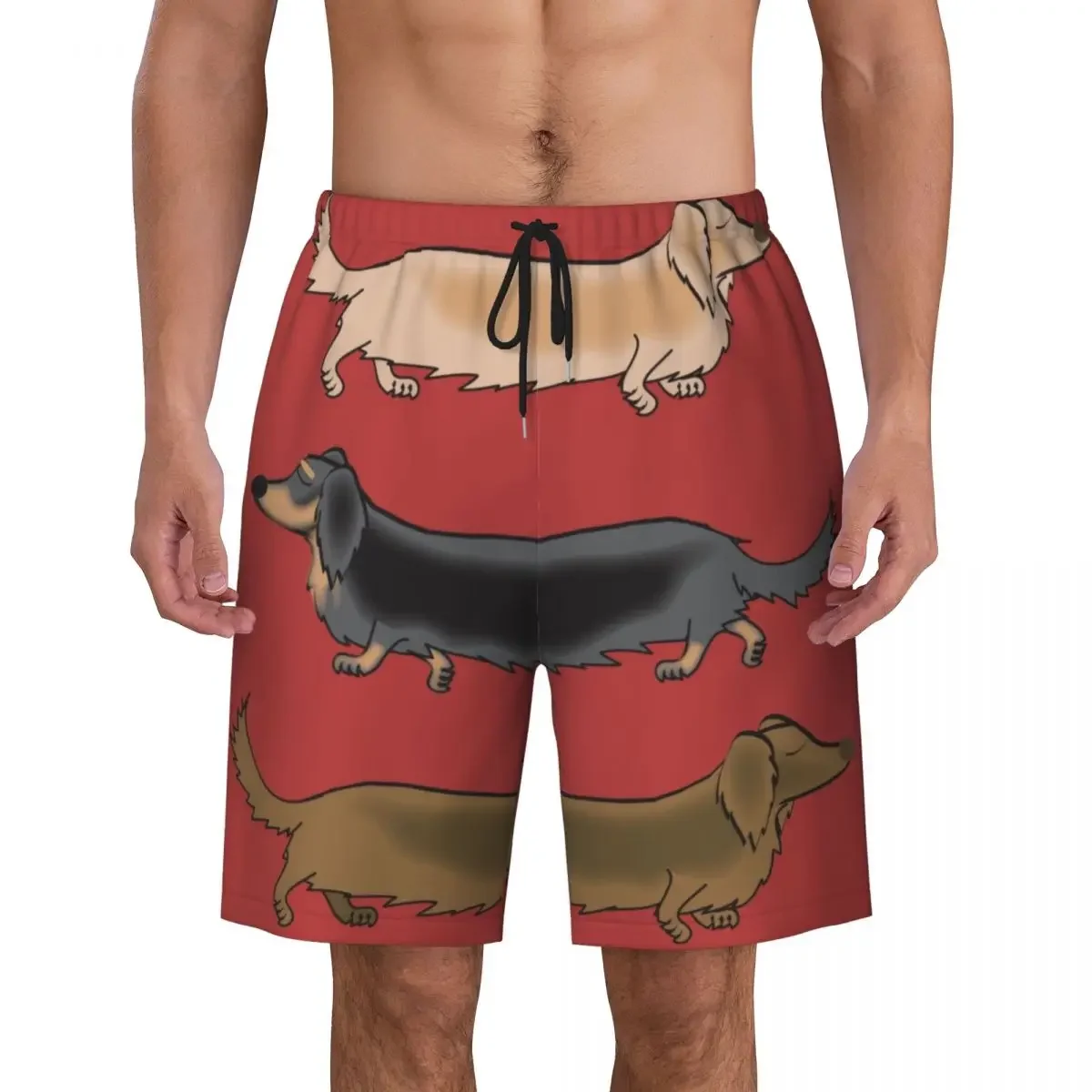 Cachorros Kawaii Dachshund dos homens imprimem troncos de natação, moda praia seca rápida, calções de praia, salsicha cão Boardshorts