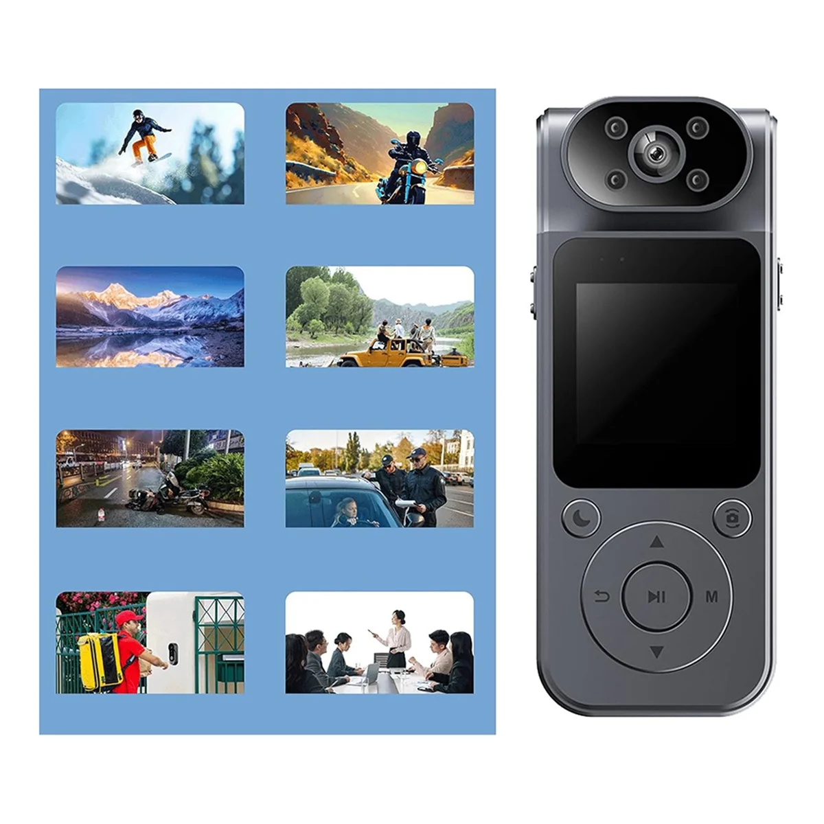 Durable 1080P Protable Digital Camera with Rotatable Lens Sports Camera Voice Recorder Bodycam for Journalists and Adventurers,A