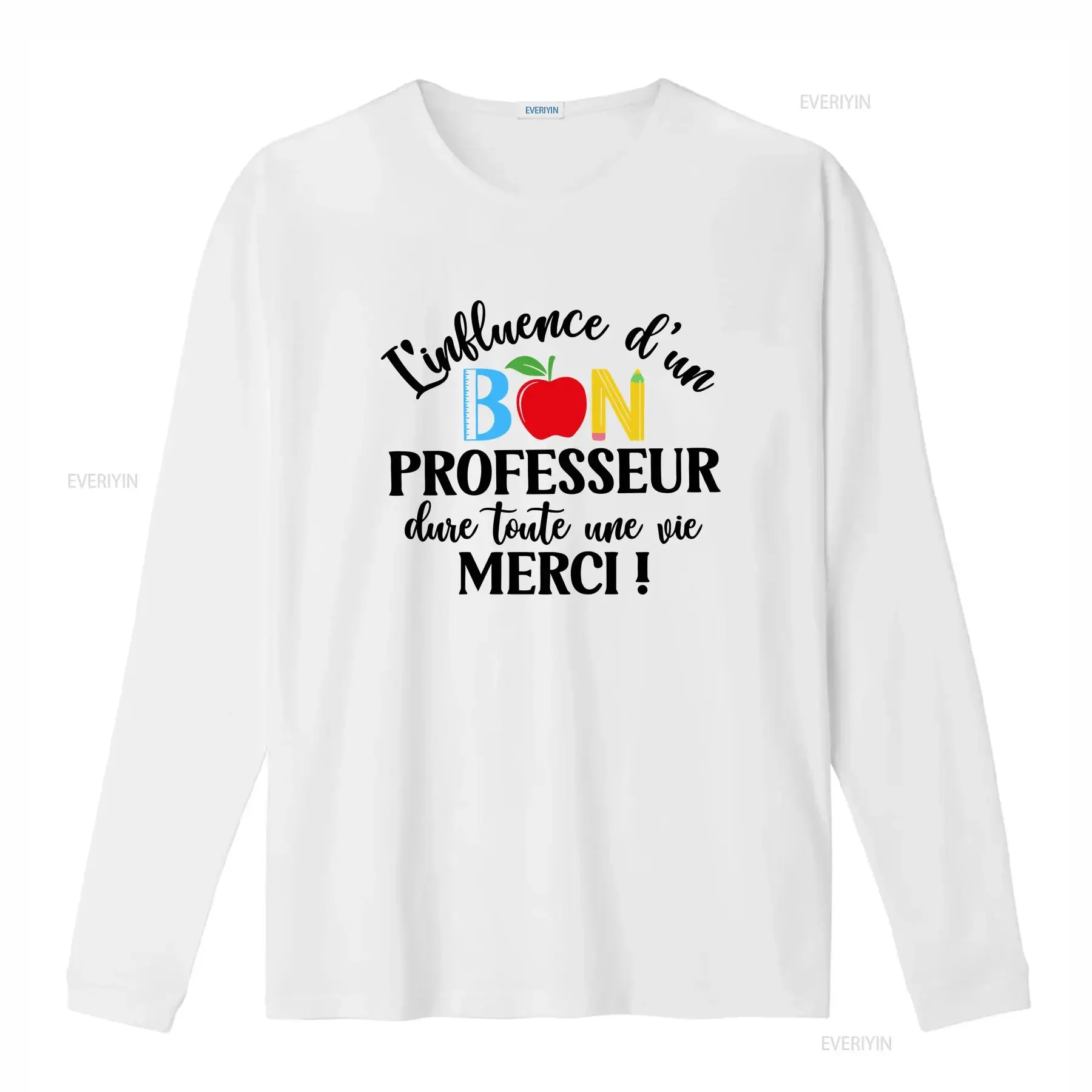 L'influence D'un Bon Professeur Dure Toute T shirt Une Vie Merci Teacher Funny French Apprectition  vintage Washed