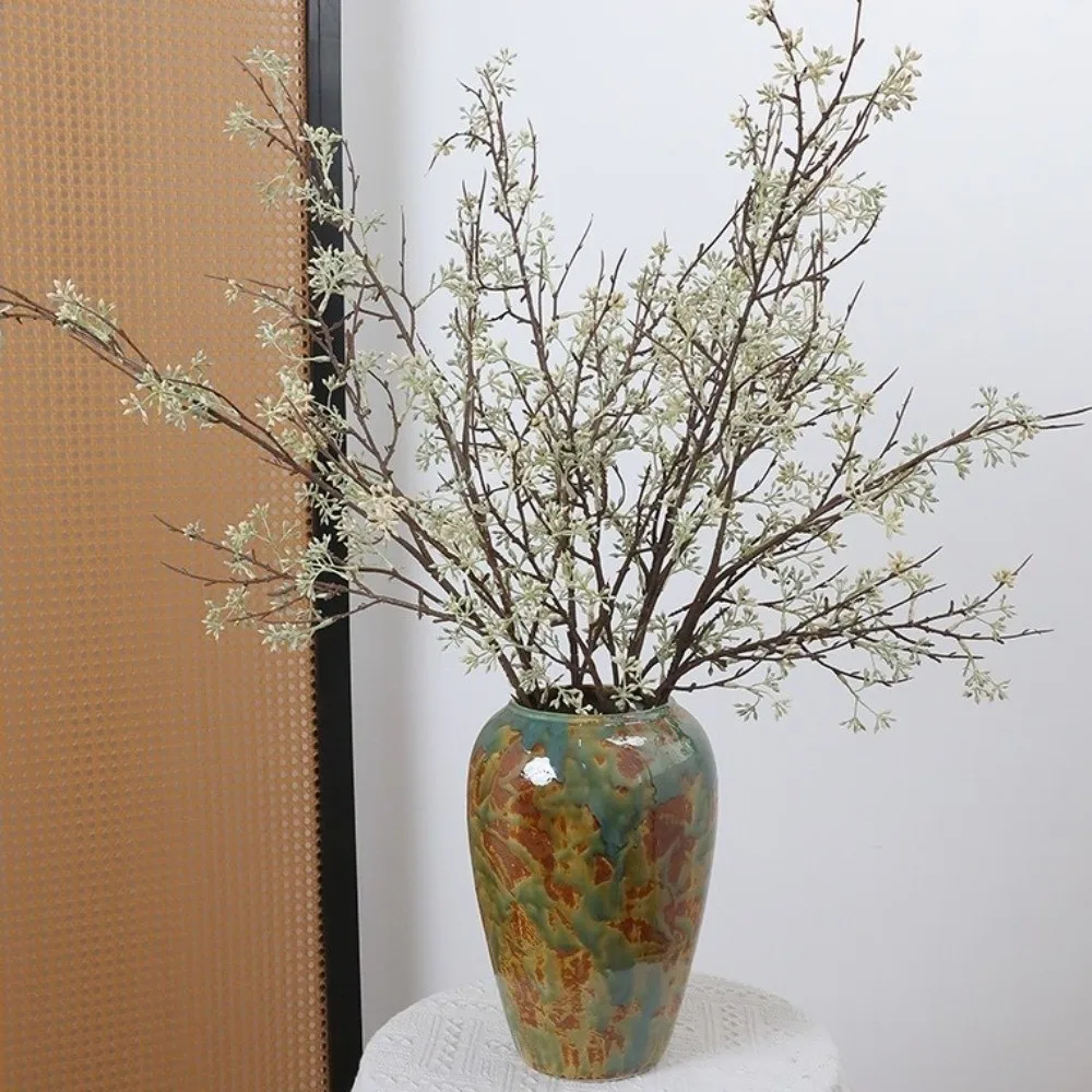Arreglo Floral de Eucalipto Artificial Hecho a Mano, con Bayas Verdes, Simulación de Planta de Eucalipto de Plástico, Tacto Real