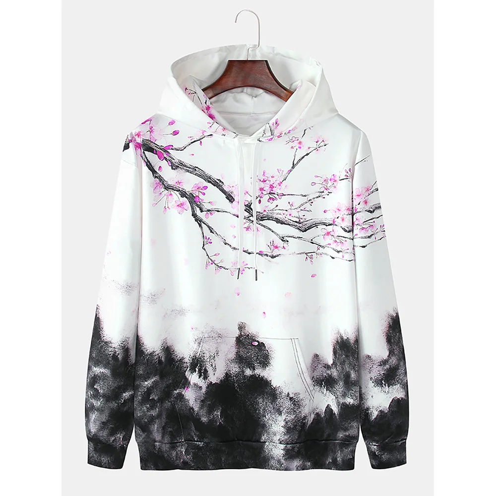 

Men's Hoodie 3D Plum Blossom Print Sweatshirts Harajuku Hooded Shirt Pullover Casual Y2k Clothes Streetwear Top Men's Clothing